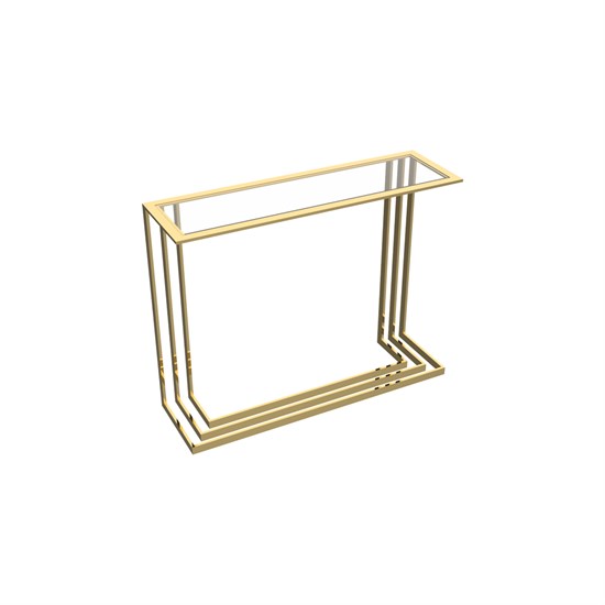 Fiorello 100cm Temperli Cam Parlak Paslanmaz Titanyum Gold Konsol